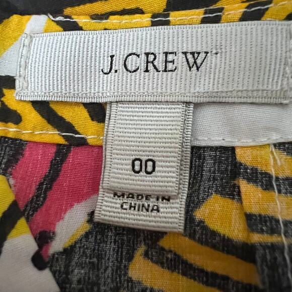 J Crew Cotton Tunic Dress Electric Kiwi Print V Neck 3/4 Sleeve 00 - Picture 7 of 12